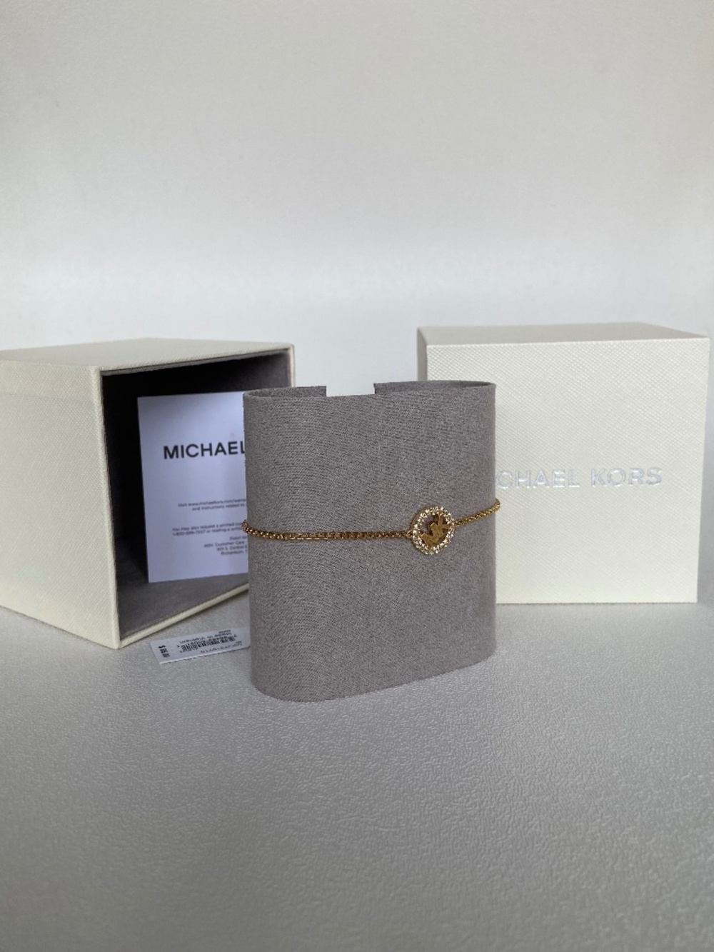 Michael Kors MK Logo Pavé 14K Gold-Plated Sterling Silver Bracelet NWT